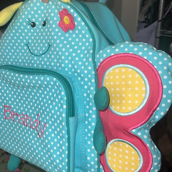 Little Critters Backpack PERSONALIZED Embroidered “BRANDY” Blue Butterfly - Picture 3 of 9